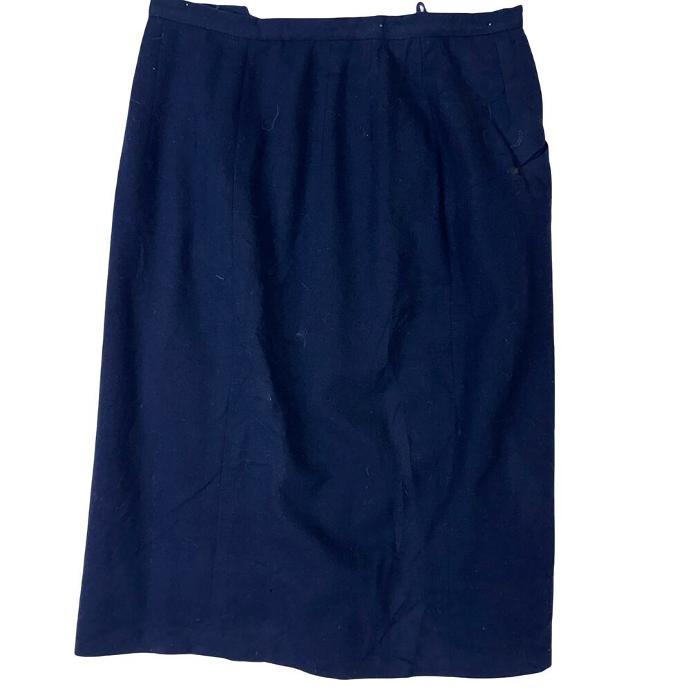 Vintage 50s Evan-Picone Navy Wool Skirt Metal Zip 28W Medium As-Is Project